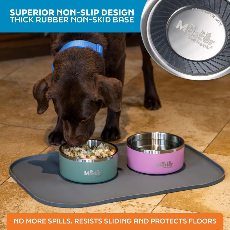 Master Pet Supply Stainless Steel Dog Bowls - 32 oz, Heavy Duty - Stainless Steel, Double Wall Extra-Thick Insulated, Non-Slip Pet Water Bowl for Dogs, Cats & Pets, Anti Rust Metal, Dish Washer Safe - Image 4